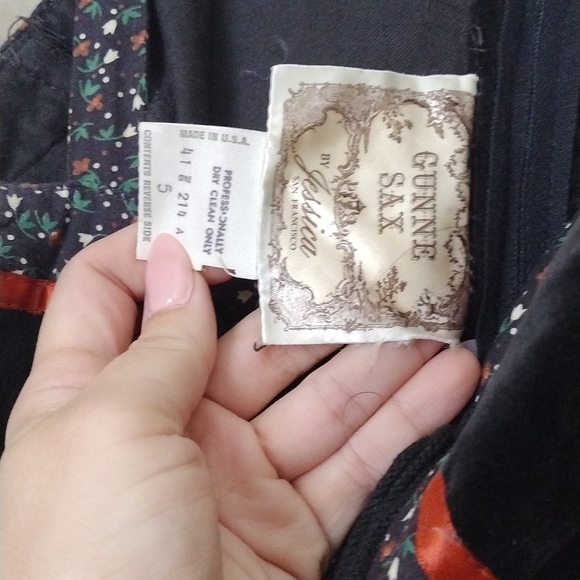 🍂 VINTAGE Gunne Sax By Jessica Cabbage Rose Corset Maxi Dress Cottage Core - Picture 9 of 9